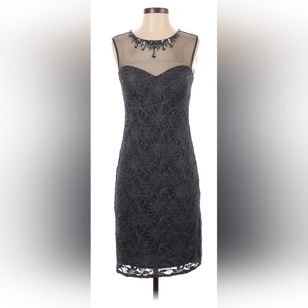 Nightway lace illusion jewel neck sheath dress